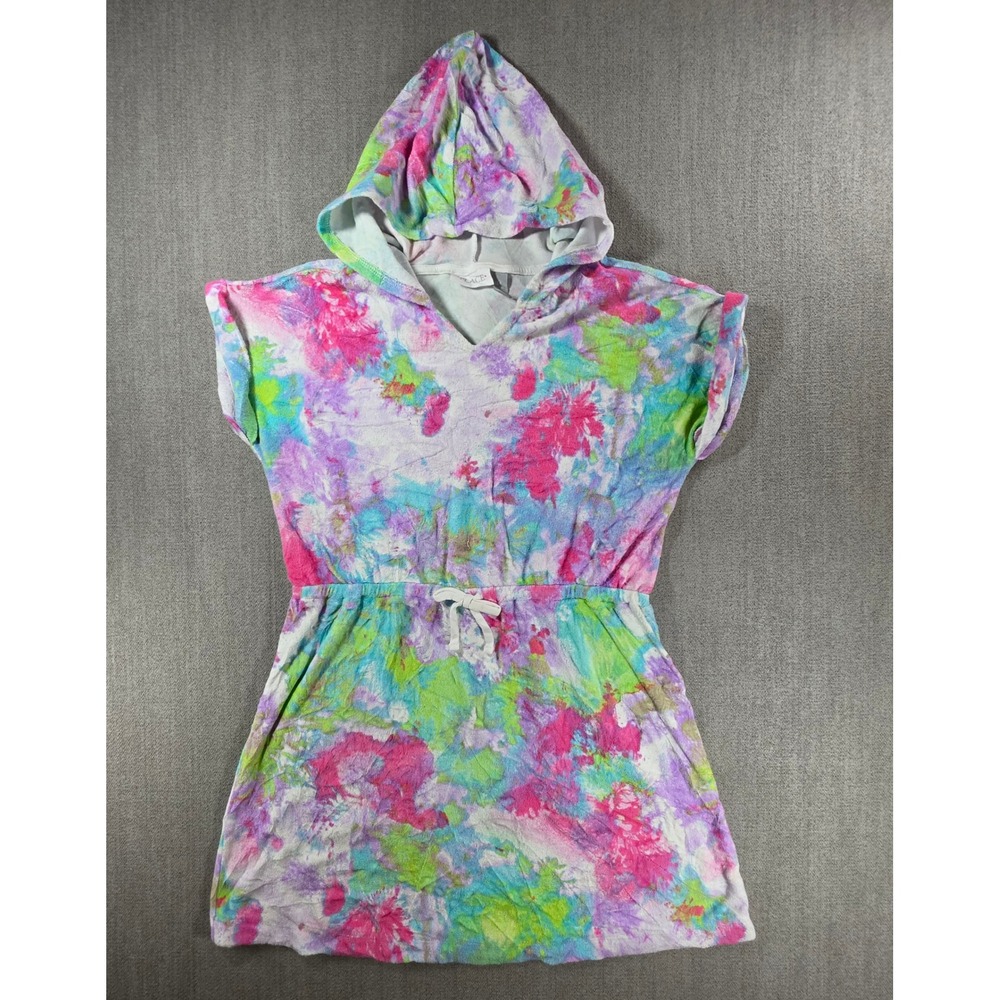 The Childrens Place Swim Cover Up Girls 14 Multicolor Tie Dye Terry Cloth Hooded